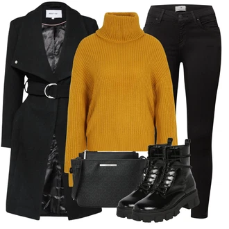 S páskem Outfit s Černá Termální Džíny/Kotníková Bota/Motorkářské Džíny/Kožené Boty/Dámské Džíny s Délkou 7/8/Kožená bunda/Zimní bunda/High Waist Džínové Kalhoty/Push up Džín LTB "Perfekt na podzim"