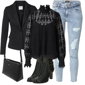 Outfit s Zelená/Tmavě Zelená Kožená kotníková bota/Letní kotníková kozačka/Vintage Kotníková Bota/Kotníková Bota Na Podpatku/Kotníková Bota s Podšívkou/Kožená bunda Mustang "Perfekt na podzim"