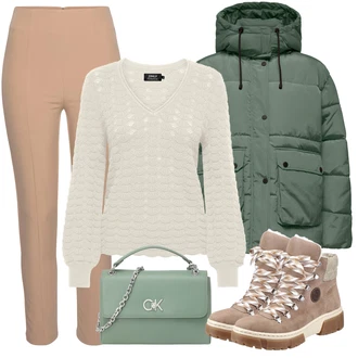 Outfit s Béžová/Hnědá/Khaki 7/8 Kalhoty/3/4 Kalhoty/Bengaline Kalhoty/Capri kalhoty/Obleková Kalhoty/Kalhoty se Štěrbinou/Skinny Kalhoty/Úzká Kalhoty/Navlékací Kalhoty/Rovná Kalhoty/Strečová Kalhoty Lascana "Perfekt na podzim"
