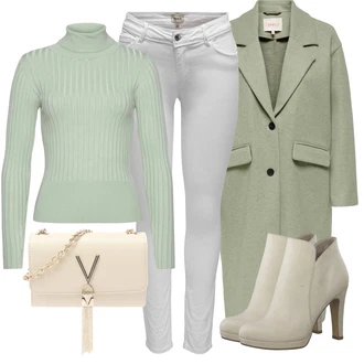 Outfity s botami GoGo s Světle zelená/Zelená Basic Svetr/Svetr Carmen/Kašmírový Svetr/Kašmírový Svetr/Pletený Svetr/Svetr Niki/Jednoduchý Svetr/Termo Svetr/Rolák/Vlněný Svetr/Svetr s límečkem Lascana "Perfekt na podzim"Look: 60. Let, GoGo, Old Money, Romantický, Bezešvé