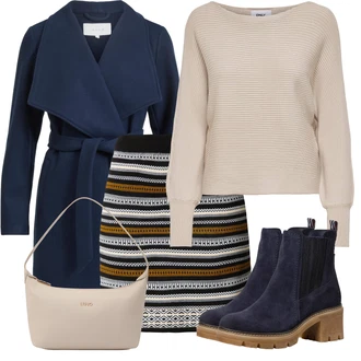 Outfit s Tmavě Modrá/Modrá Letní kotníková Kozačka/Chelsea Boty/Kotníková Bota s Podšívkou/Kožená bunda Tamaris "Perfekt na podzim"