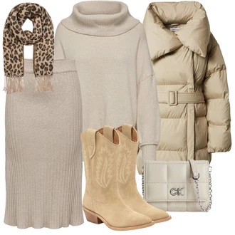 Oblečení se sukní Rolák s Béžová/Hnědá/Khaki Svetry 2 v 1/Svetr Carmen/Kašmírový Svetr/Vodopádový Svetr/Kašmírový Svetr/Mohair Pullover/Svetr Niki/Oversize Svetr/Jednoduchý Svetr/Zimní Svetr/Vlněný Svetr/Svetr s límečkem Only "Perfekt na podzim"