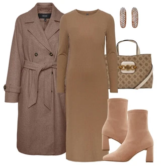 Outfity na podzim Elegantní s Béžová/Hnědá/Oranžová Aldo "Cool podzimní outfit"Look: 70tá léta, Elegantní, Krásný, Skromné, Moderní, Fancy, Ležérní, Klasické, Glamourové