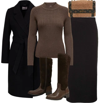 Oblečení se sukní Paperbag s Hnědá/Růžová/Krémová/Béžová/Světle modrá Teddy taška/Malá Taška/Dopisová peněženka/Pánská taška Guess "Perfekt na podzim"