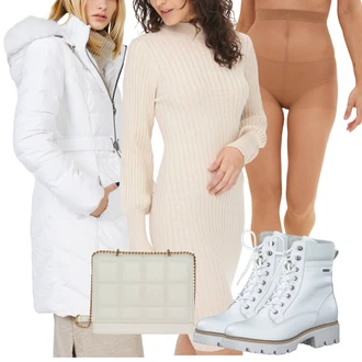 Zapínání na knoflíky Outfit s Béžová/Hnědá/Khaki/Bílá Svetrové Šaty/Zimní Pletené Šaty/Dlouhé pletené šaty/Šaty S Rolákem JdY "Perfekt na podzim"