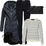 Modré Dlouhé Zimní Kabáty Outfity image
