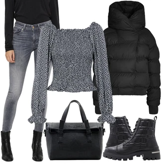 Ležérní Pracovní pohovor Outfit s Černá Kožená kotníková bota/Kotníková Bota s Podšívkou/Šněrovací Kotníková Bota/Klasická kozačka/Vycpaná kozačka/Motorkářská bota Aldo "Podzimní Look"Look: Unisex, Daring, Moderní, Premium, Pracovní oděvy, Ležérní, Metal, Trendový, Atraktivní, Šik