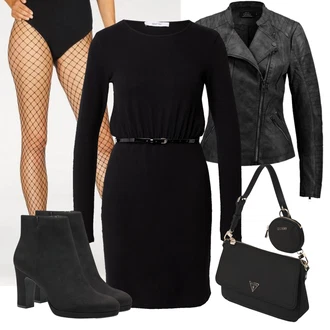 Prošívaný Outfit s Černá/Tmavě šedá Motorkářské Bund/Motorkářská bunda/Bunda s Bočním Zipem/Kožené Bund/Bunda z Umělé Kůže Only "Podzimní Look"