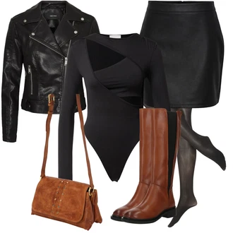 Oblečení se sukní Egirl s Tmavě modrá/Bílá/Hnědá Nezařazené VERO MODA "Podzimní outfit na volný čas"Look: Šik, Splývavé, S Mokrým Vzhledem, Francouzské, Krásný, Egirl, Sexy, Moderní, Disko, Cool