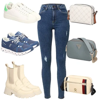 Outfit s Bílá Bota Teniska Guess "podzimní outfit pro každý den"