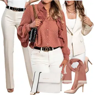 Outfit sa Bež Odijelo Kožna jakna za muškarce/Dugi Sako "Poslovni look"