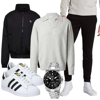 Elegant Outfit mit Schwarz Slim Hose/FunktionsHose/Jogger Hose/7/8 Hose/SportHose/Skinny Hose/TrainingsHose/StretchHose Only & Sons "Praktischer Look"Look: Uni, Outdoor, Coole, Smart Casual, Elegant, Casual, Schlichte, Unisex, Old Money, Moderne, Büro