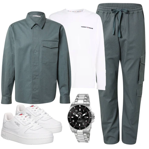 Grau/Dunkelgrün/Grün Business Hemd/Casual Hemd/Hemdbluse/Businesshemd/Jeanshemd/Bügelfreies Hemd guido maria kretschmer men kombinieren