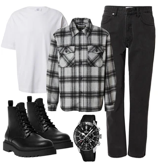 Taufe Outfit mit Weiß/Creme/Grau Bluse Große Größe/Shirt & Top Große Größe/Tunika/Übergroßes T-Shirt DAN FOX APPAREL "Schickes Herbst Outfit"Look: Bar, Schule, Konzert, Taufe, Pop Konzert