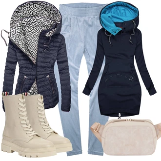 Kůže Outfit s Béžová/Khaki Kozačka Šněrovací Kotníková Bota/Plochá Kotníková Bota/Bojová Bota/Klasická Kozačka Tommy Hilfiger "Podzimní outfit na volný čas"