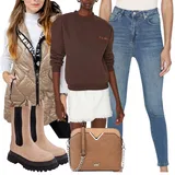Tmavě Hnědé Oversized Mikiny Outfity image