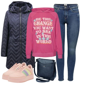 Outfity z džínu Zima s Modrá/Tmavě modrá Only "Perfekt na podzim"