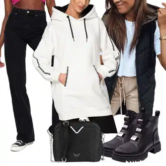 Outfit s Růžová/Oranžová Dad Džíny/Plisované Džíny/High Waist Džínové Kalhoty/Kožená Pánská Bund/Mom Jean/Džíny Volného Střihu/Džíny Culottes/Džín s Širokou Nohavicí/Kožená Pánská Bund Trendyol "Podzimní outfit na volný čas"