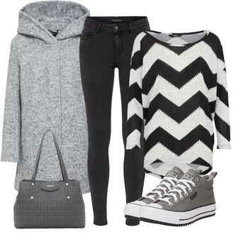 Outfit s Červená/Růžová/Světle šedá Blazerový Kabát/Fleecový Kabát/Kabát s Úzkým Střihem/Tweedový Kabát/Vlněný Fleecový Kabát/Pletený Kabát/Scuba Kabát/Pletený Fleecový Kabát/Krátký Kabát Only "Trendový podzimní outfit"