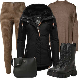 Outfit s Černá Bunda s Kapucí/Bunda s Bočním Zipem/Zimní Bund/Jezdecká bunda/Outdoorové Bundy/Bunda 2v1/Podzimní bunda/Lyžařská bunda Ragwear "Trendový podzimní outfit"