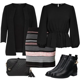 Outfit s Černá Pletenina veľkej veľkosti/Kabát/Tunika Only "Trendový podzimní outfit"