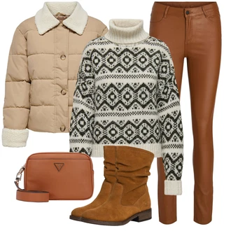 Outfit s Hnědá/Béžová/Žlutá Kozačka Zimní kotníková bota/Letní kotníková Kozačka/Klasická Kozačka/Vintage Kotníková Bota/Plochá Kotníková Bota/Kotníková Bota s Podšívkou/Bota se širokým nohavici Tamaris "Trendový podzimní outfit"