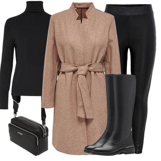 Outfit s Černá Formovaná Legína/Tregíny/Legíny s Podšívkou/Legíny s Vysokým Pasem/Kalhoty z Umělé Kůže/Vinylový Legín/Legíny Kožený Vzhled/Neprůhledný Legíny/Kožený legíny/Latexové legíny/Legíny s Rozparkem Only "Trendový podzimní outfit"