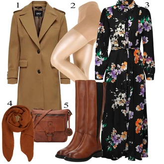 outfit mit Rjava/Rdeča/Bež Vintage škorenj/Škorenj z zadrgo/Dolg Škorenj/Visok Škornj do Kolen/Široki škorenj/Jahalni Škorenj About You "Popoln za jesen"