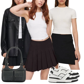 Mini Outfit s Plisovaná sukně "Trendový podzimní outfit"