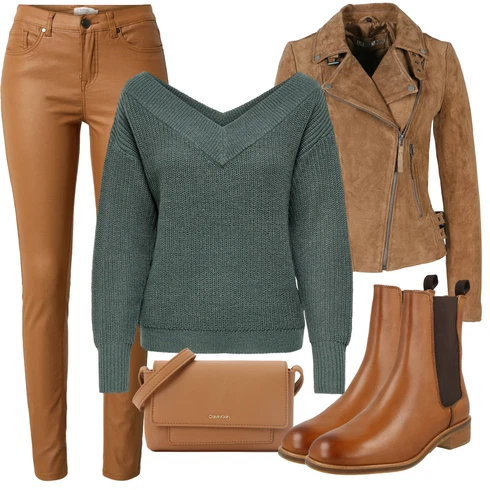 Kombinace Hnědá/Khaki/Béžová Kalhoty z Umělé Kůže/Kožený legíny/Kožená Kalhoty/Skinny Kalhoty B.young