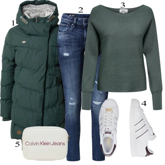 U-boot izrez outfit mit Temno zelena/Zelena/Turkizna Pletene velika velikost/Pulover Only "Popoln za jesen"