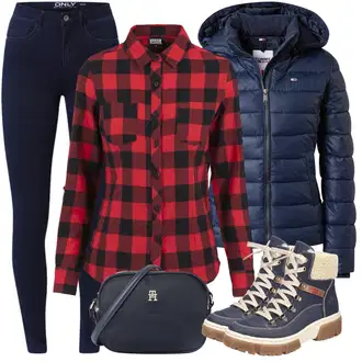 Šik Outfit s Tmavě modrá Džíny Kožená bunda/Zimní bunda/Kotníková Bota/Termální Džíny/Dámské Džíny s Délkou 7/8/High Waist Džínové Kalhoty/Push up Džín/Kožené Boty Only "Trendový podzimní outfit"Look: Styl, Šik, Elegantní, Cool, Disko, Francouzské, Krásný, Old Money, Bezešvé