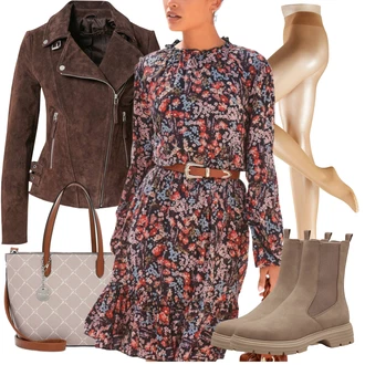 Outfit s Vícebarevný/Červená Šaty S Potiskem/Zimní šaty s dlouhým rukávem/Šaty Niki/Mini Šaty/Šaty na Podzim/Pouzdrové Šaty S Dlouhým Rukávem/Halenkové Šaty Lascana "Trendový podzimní outfit"