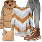 Hnědé nadrozměrné jersejové blůzy outfity image