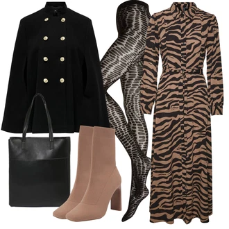 Outfit s Hnědá/Béžová Špičatá Kozačka/Dámská Ponožková Bota/Kotníková Bota Na Podpatku/Kozačka Na Podpatku/Kotníková Bota s Podšívkou/Letní kotníková Kozačka Call it Spring "Trendový podzimní outfit"