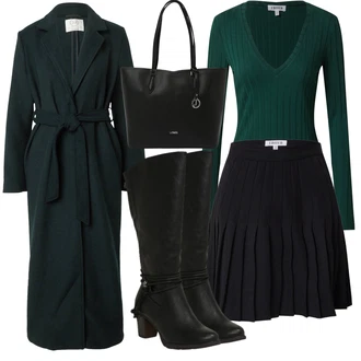 Outfit s Černá Kozačka Bota se širokým nohavici/Dlouhá Kozačka/Jezdecká Bota/Kozačka se zipem/Motorkářská bota/Kozačka po Kolena Rieker "Trendový podzimní outfit"