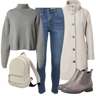 Outfit s Modrá/Tmavě modrá/Světle modrá Kožená bunda/Dámské Džíny s Délkou 7/8/Kotníková Bota/Capri Džíny/Zkrácené Džíny/High Waist Džínové Kalhoty/Džíny s Rozparkem/Push up Džín/Navlékací džíny/Kožené Boty/Zimní bunda Noisy may "Trendový podzimní outfit"