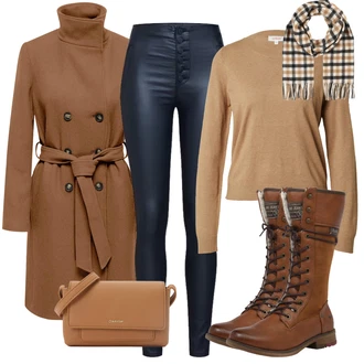 Lesk Outfit s Černá/Khaki/Tmavě šedá Kožená Kalhoty/Legíny Vinylový Legín/Tregíny/Kožený Legíny/Kalhoty z Umělé Kůže/Legíny s Vysokým Pasem/Legíny Kožený Vzhled Only "Trendový podzimní outfit"