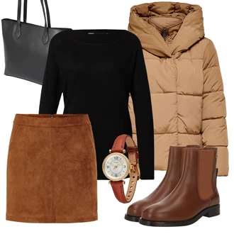 Outfit s Hnědá/Tmavě hnědá Chelsea Boty/Kožená bunda/Plochá Kotníková Bota/Jezdecká Bota/Kotníková Bota s Podšívkou Tommy Hilfiger "Trendový podzimní outfit"