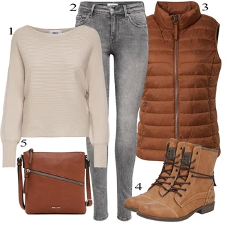 outfit mit Temno Siva/Svetlo Siva/Siva Hlača velika velikost Pajkice Velika Velikost Only "Obleka za jesen"