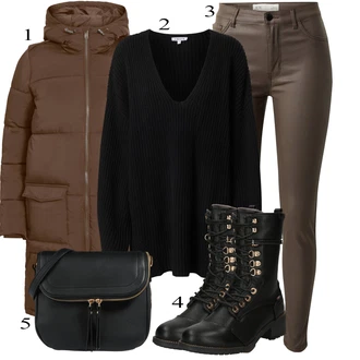 Black Outfits mit Rdeča Object, Črna/Rdeča JdY "Zimski outfit"