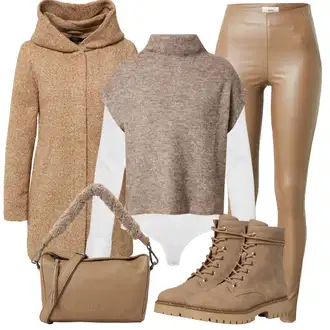 Boja Outfit sa Bež/Smeđa Kaput od Buklea/Pleteni Flis Kaput/Pleteni Kaput/Kaput od Tvida/Kaput od Vunenog Flisa/Zimski Kaput Vuneni kaput/loden kaput Only "Outfit za zimu"Look: Boja, Vanjski, Za Kuću, Preodjeven, Sveučilišna, Mom