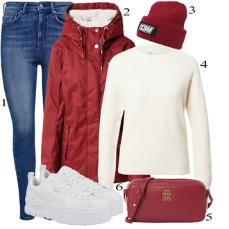 Outfits for chubby mit Modra/Temno modra/Svetlo modra Jeans Pajkice/Jeggings Only "Zimski outfit"