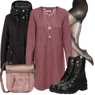 Outfit s Černá Kozačka Šněrovací Kotníková Bota/Motorkářská bota/Bojová Bota/Klasická Kozačka/Plochá Kotníková Bota/Kožená kotníková bota/Kotníková Bota s Podšívkou Tommy Hilfiger "Módní zimní outfit"