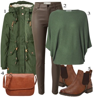 outfit mit Črna/Rdeča JdY, Siva JdY "Popoln za jesen"