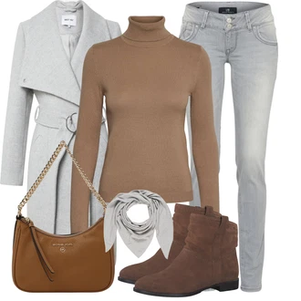 Ležérní outfity Business Zima s Šedá Nezařazené About You "Cool každodenní outfit"Look: Klasické, Moderní, Univerzitní, Business, Kancelář, Příliš oblečený, Cool
