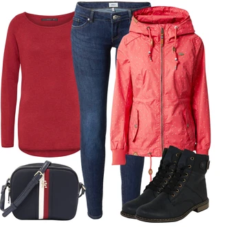 Ležérní outfity s Červená/Růžová Basic Svetr/Kašmírový Svetr/Svetr z Jemné Pleteniny/Svetr s Kulatým Výstřihem/Jednoduchý Svetr/Termo Svetr/Vlněný Svetr/Svetr na kojení Only, Červená Ragwear "Cool každodenní outfit"