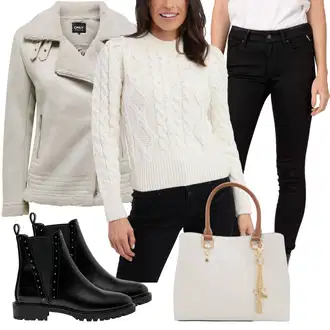 Motorka Zima Outfit s Šedá/Béžová/Khaki/Hnědá Bunda Zimní Bund Only "Cool podzimní outfit"Look: Motorka, Jízda na koni