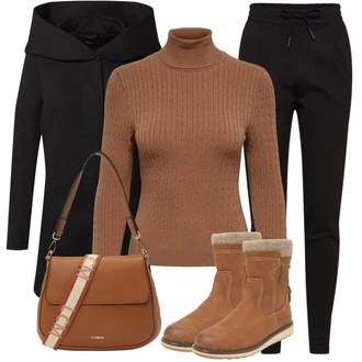 Outfit s Hnědá/Červená/Béžová Kotníková Bota s Podšívkou/Zimní kotníková bota/Ovčí Kožešinová Bota/Vycpaná kozačka/Zimní kozačka z jehněčí kůže/Plochá Kotníková Bota/Kožené pánské obuv/Nepromokavá kozačka Tom Tailor "Podzimní outfity"