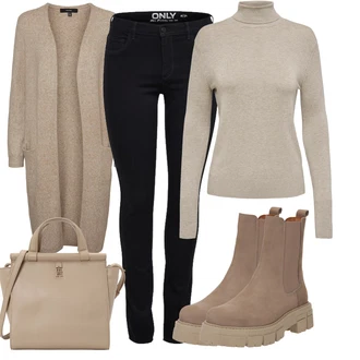 Outfit s Hnědá/Béžová Kozačka Chelsea Boty Apple of Eden "Outfit Na Podzim"